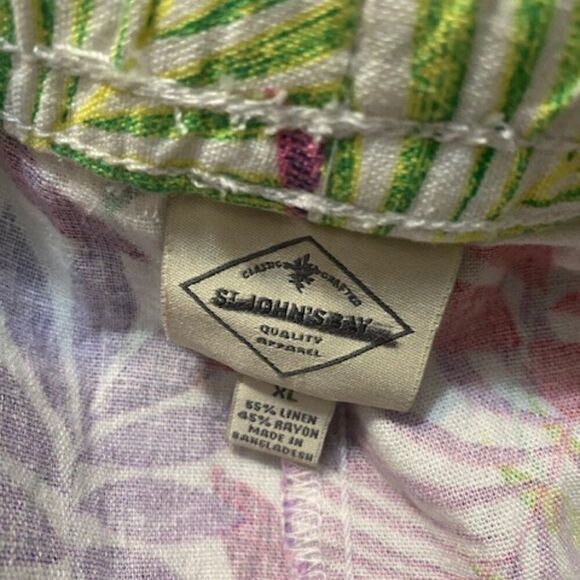 St John's Bay Linen Blend Hawaiian Tropical print short, size XL - Picture 3 of 3